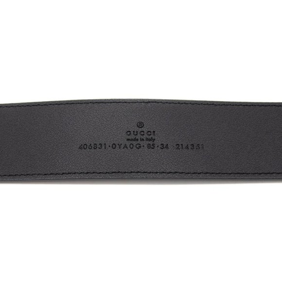 Gucci Marmont Gg Leather Black with Shiny Buckle 85 34 406831 (5910) Belt main image 5